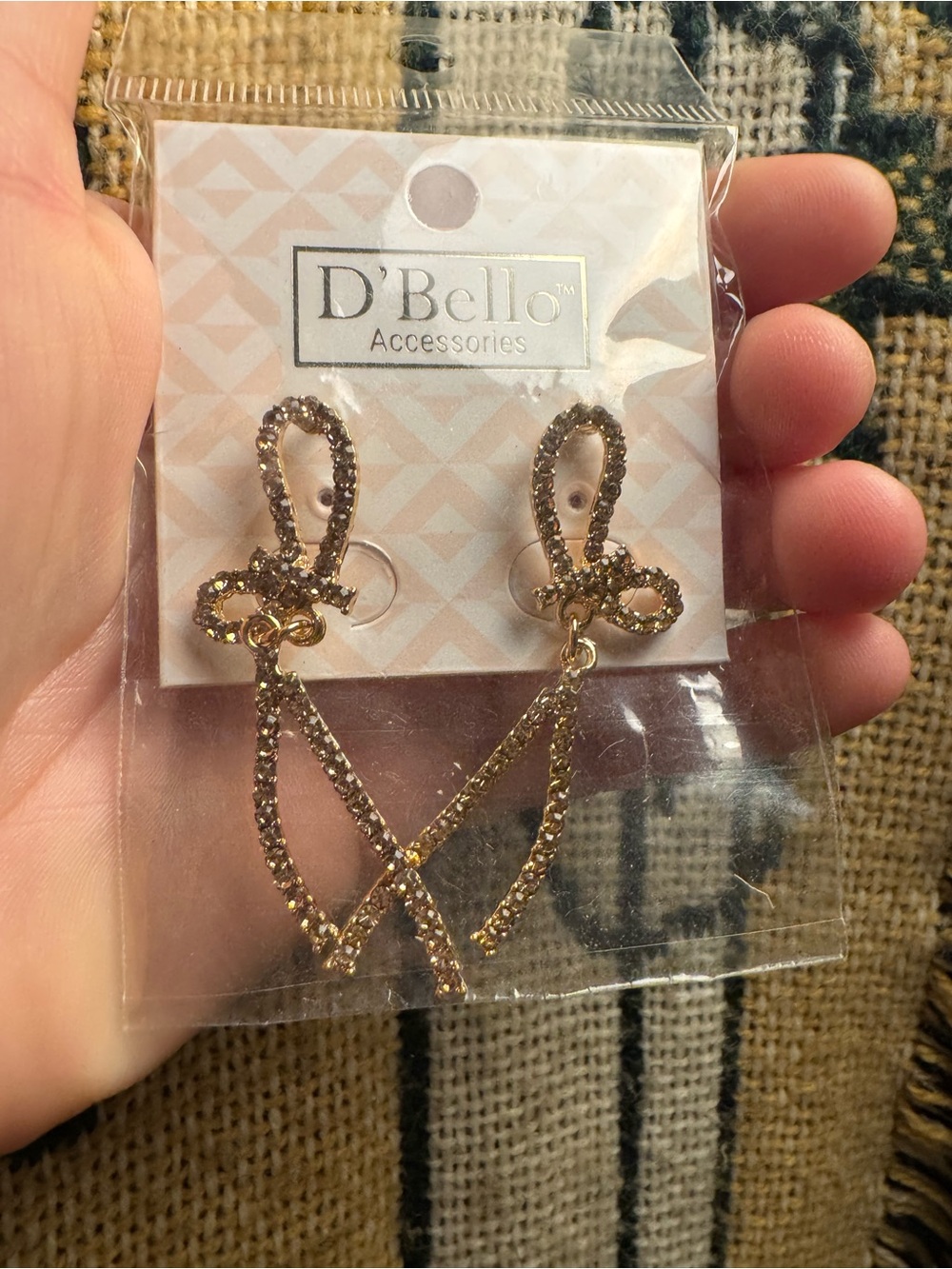 D'Bello Gold Loop & Draped Chain Statement Earrings